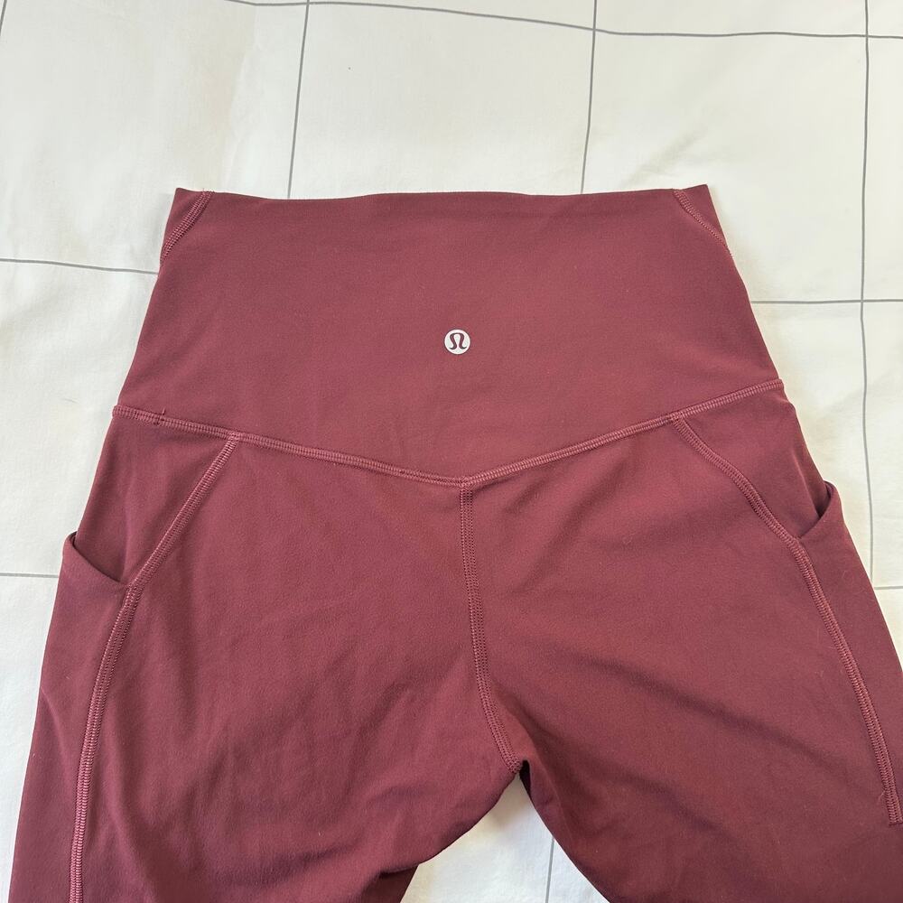 Lululemon Leggings Womens 6 Align High Rise Pockets 25" Red Merlot Yoga Pilates - Picture 8 of 12
